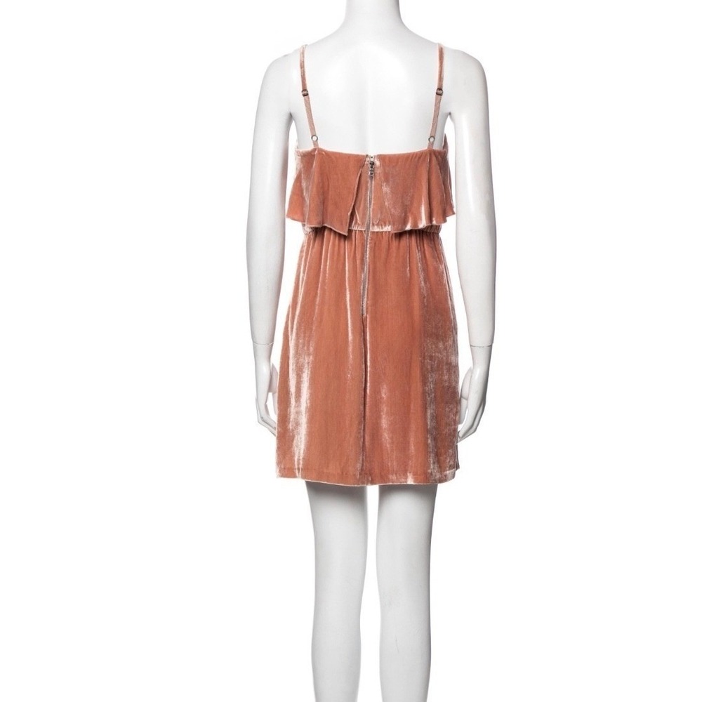 Alice + Olivia Alexis Ruffle Velvet Mini Dress Rose Tan Size XS Holiday NEW - Picture 11 of 14